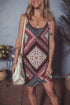 Geometric Scarf Print Lace Trim V-Neck Cami Mini Dress